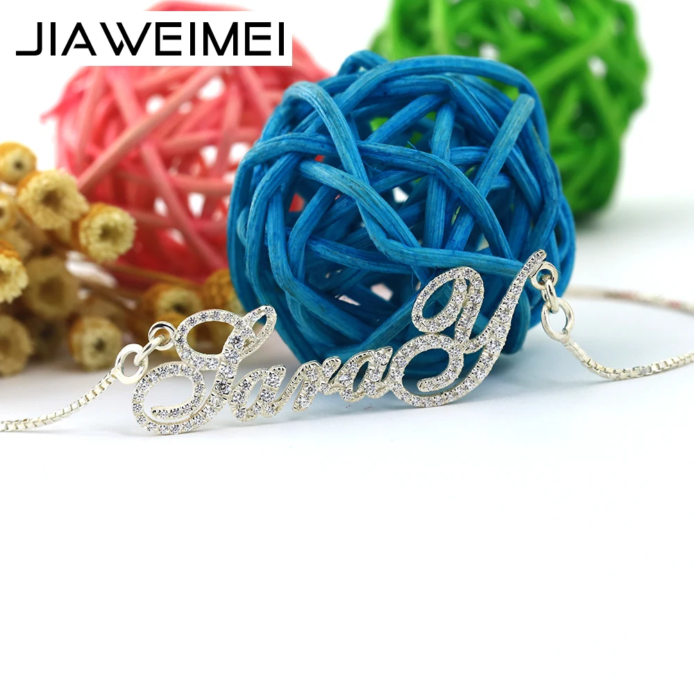 Женское Ожерелье из циркония 925 пробы модное ожерелье с индивидуальным именем