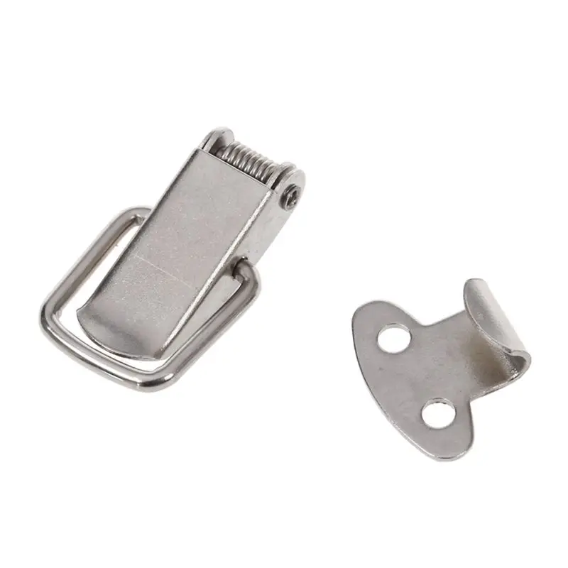SHGO HOT-10Pcs Cabinet Spring Loaded Iron Straight Loop Toggle Latch 45mm Length | Locks