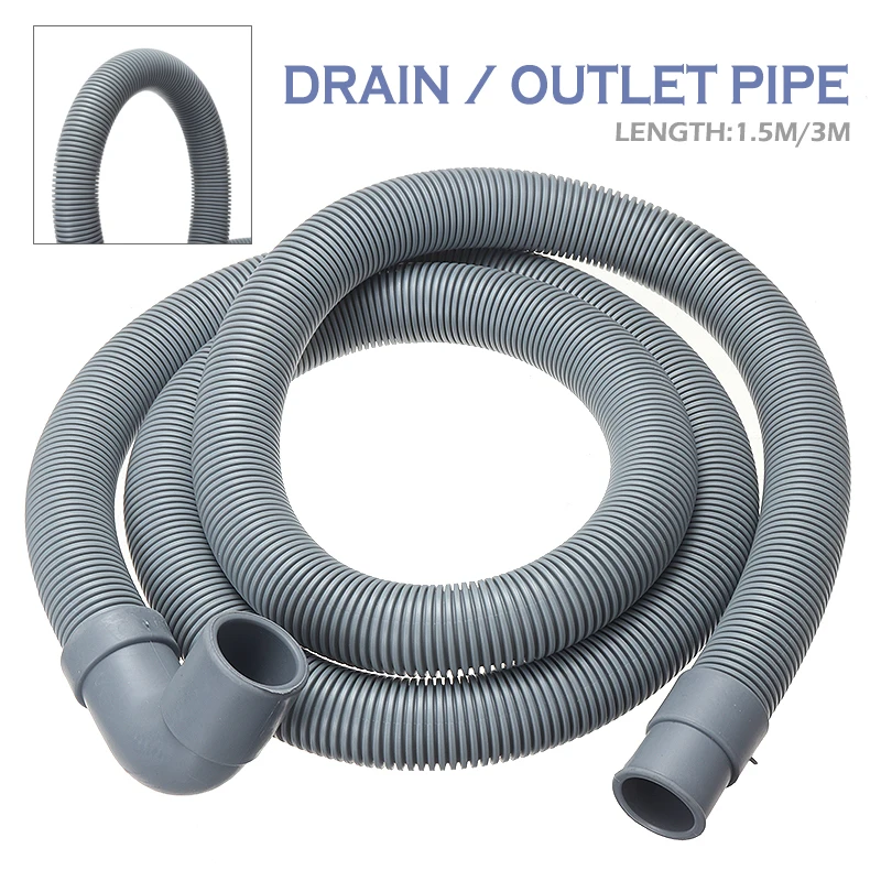 1/1.5/3/4m Plastic Washing Machine Drain Waste Hose Sink Dishwasher Drain Hose Extension Pipes Set