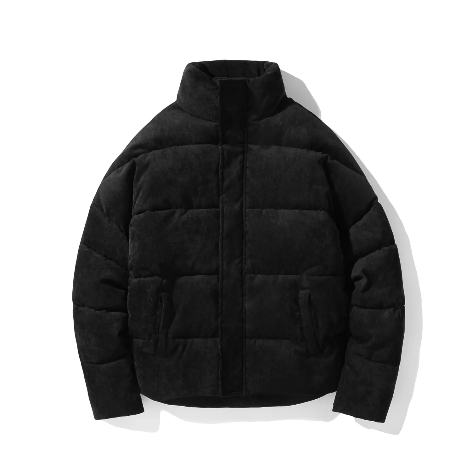 

2020 New Winter Jacket Men Corduroy Thick Parkas Man Solid Raglan Sleeves Loose Stand Collar Bread Warm Coat Plus Size