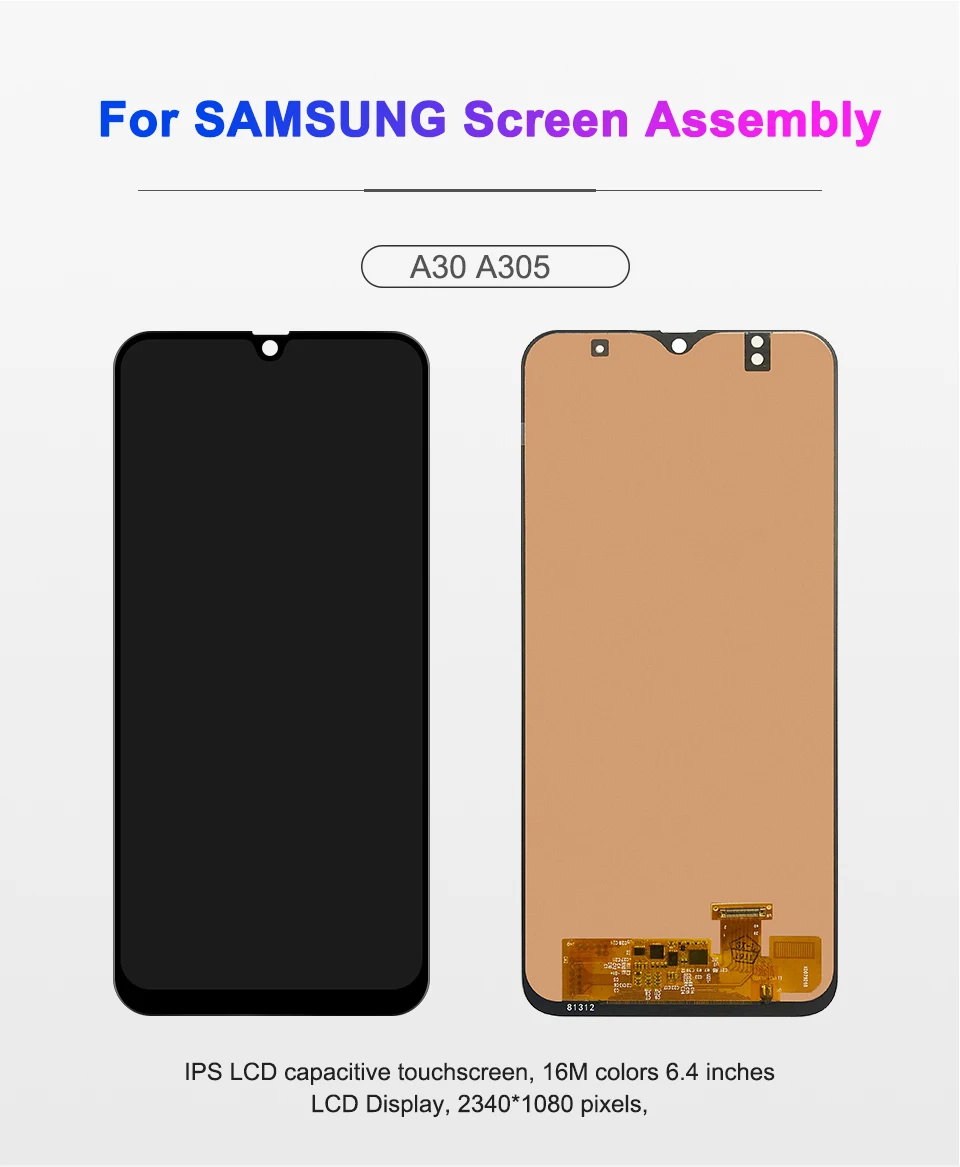 6,4 ''дисплей для samsung galaxy A30 A305/DS A305F A305FD A305A lcd сенсорный экран дигитайзер в сборе для samsung A30 lcd