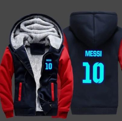 2018 зимняя толстовка на молнии с принтом &quotБарселона Месси&quot утолщенные куртки