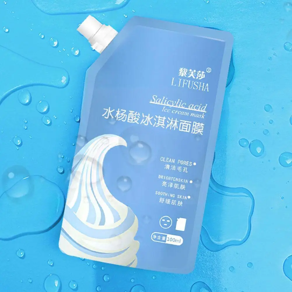 

100ml Salicylic Acid Ice Cream Mask To Remove Acne Paste Care Cleansing Pores Skin Moisturizing Marks Blackheads Shrinking W3J2