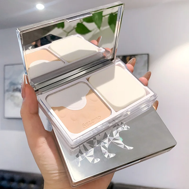 

NEW Soft Focus Powder Bicolor Biscuit Wet Dual-use Oil Control Concealer Waterproof Invisible Pores Makeup Powder Facial Makeup