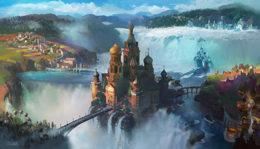 Виниловый фон для студийной фотосъемки 7 Х5 футов с изображением сказочного замка