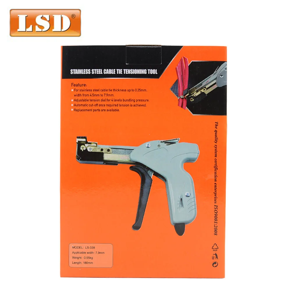 LS-338 stainless steel automatic cable tie gun, tools for stainless steel cable tie width 4.8mm max cable tie fastenning tool