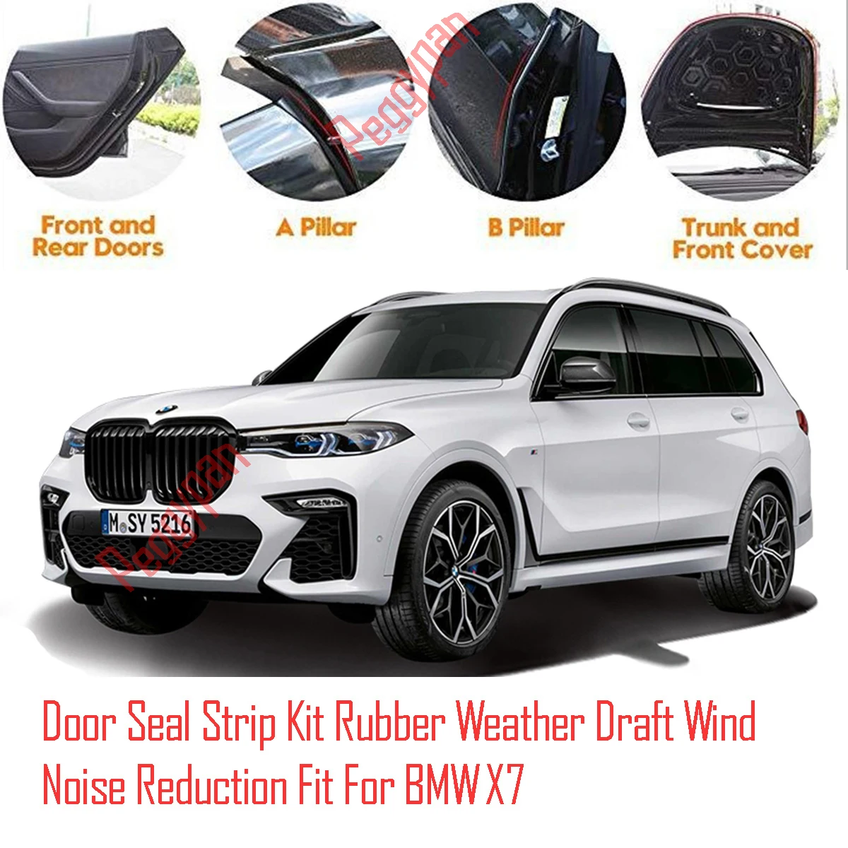 Door Seal Strip Kit Self Adhesive Window Engine Cover Soundproof Rubber Weather Draft Wind Noise Reduction Fit For BMW X7