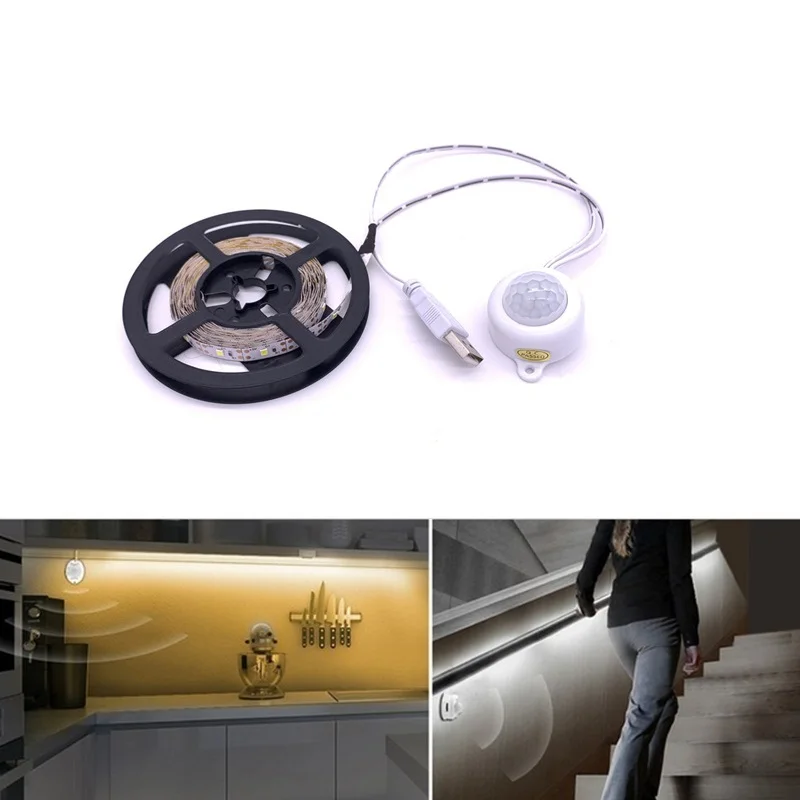 

USB 5V PIR Motion Sensor LED Light Stirp For Kitchen Bedroom Lamp Tape Under Cabinet Bedside Night light Luminaria Free Shiping