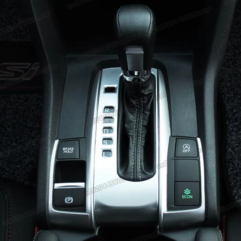 carbon fiber Car Gear shift Panel Chrome Trim for Honda Civic 2016 2017 2018 10th Interior type r Auto Styling 2019 2020 2021 | Автомобили