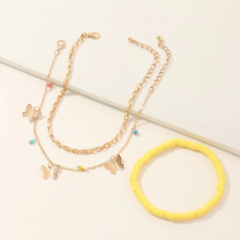 Ножные браслеты в богемном стиле для женщин анклеты золотого цвета с бабочками