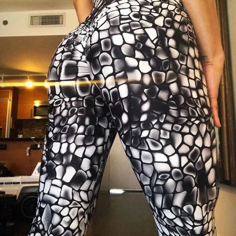 

2021 New Hot Womens Push Up Hips Yoga Pants Fitness Prints Imitation Knitwear High Waist Leggings Sexy High Elastic Trousers
