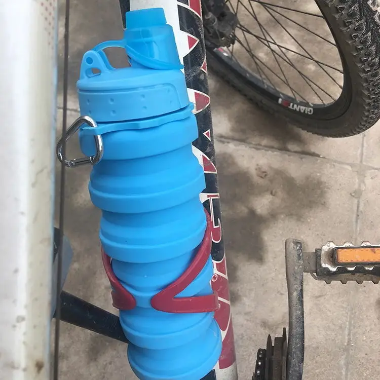 Силиконовая бутылка складная для воды спираль Выдвижная 600 мл портативная