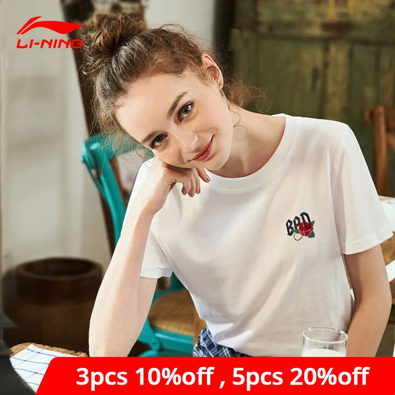 Женские баскетбольные майки Li Ning BAD FIVE 100% хлопок повседневные футболки с