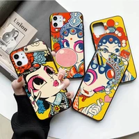 funny peking opera girl phone case for apple iphone 13 12 mini 11 pro max luxury mobile shell x xr 7 8 6 plus se xs 5 hard cover