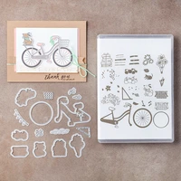metal cutting dies and stamps bicycle and dog for diy scrapbooking album paper cards decorative crafts embossing die cuts
