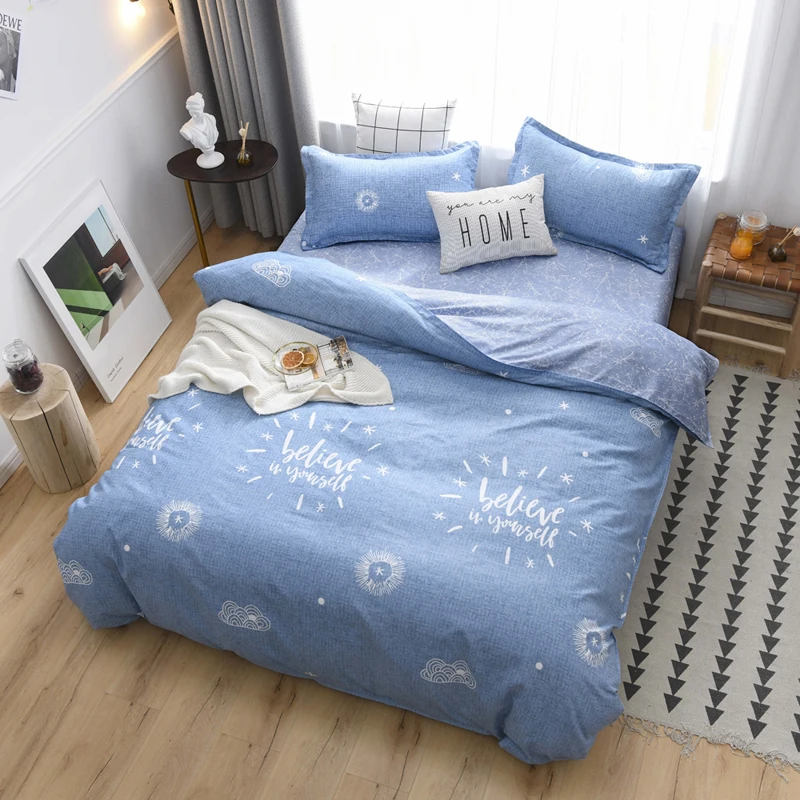 

Aloe Cotton Four-piece Three-piece Bedding Set Home Textile Quilt Coverlet Double Bed Mattress Pad Student Dormitory SimpleSolid