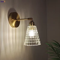 iwhd japan style glass led wall lights for home indoor lighting switch copper nordic modern wall lamp sconce lampara pared