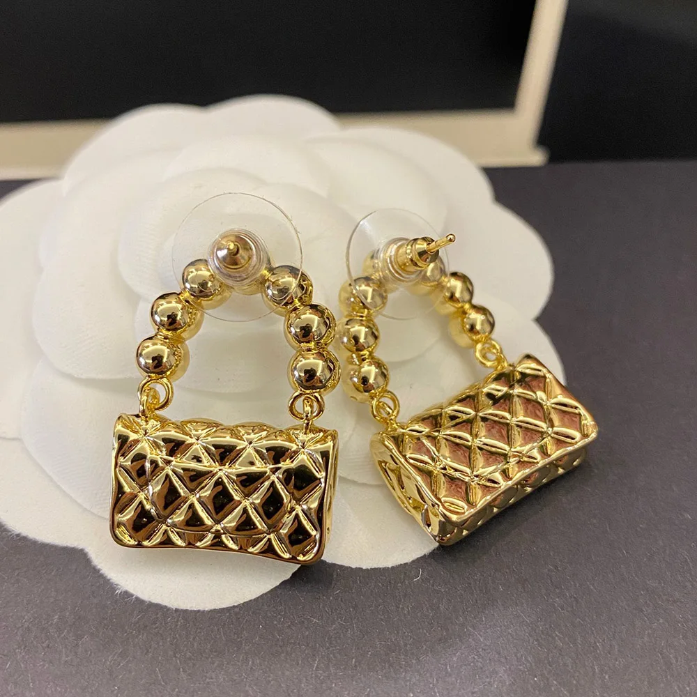 temperament brand jewelry bag modeling earrings women lnlaid pearl golden luxury dance party fashion trend hot sale grace 2022 free global shipping