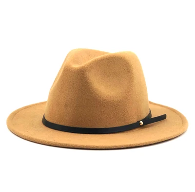 

Simple Women Men Wool Vintage Gangster Trilby Felt Fedora Hat With Wide Brim Gentleman Elegant Lady Winter Autumn Jazz Caps