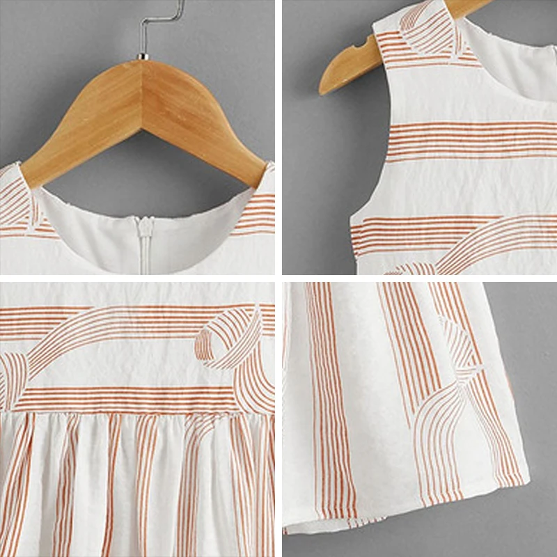 

Girls Sleeveless Costumes 2021 New Summer Baby Fashion Striped Dresses Kids O-neck Loose Vestidos Children Casual Clothes