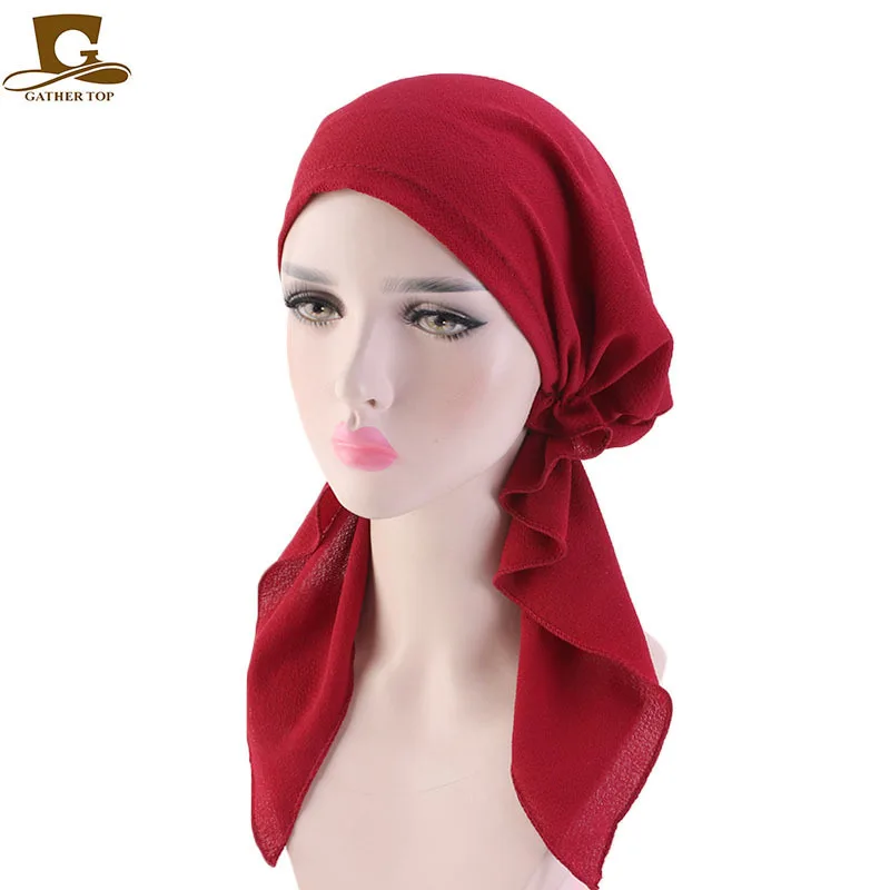 

The New Paris Bead Ribbon Chemotherapy Turban Braided Elastic Hat Cross-border Electricity Supply