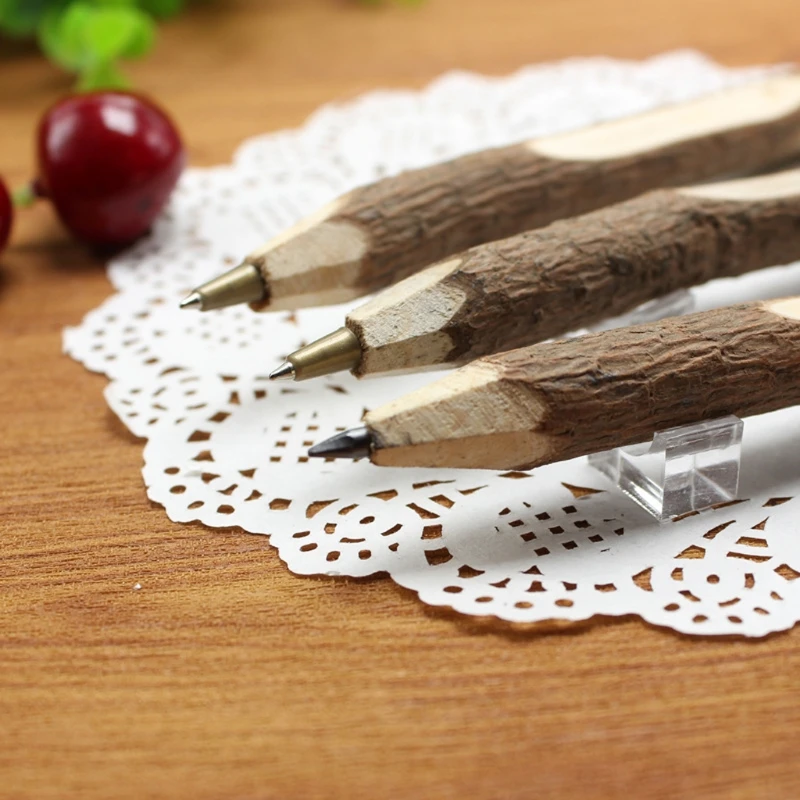 

Vintage Handmade Wood Ballpoint Pen Novelty Tree Branch Twig Pencil School Supplies Stationery Unique Class Reward Gift W3JD