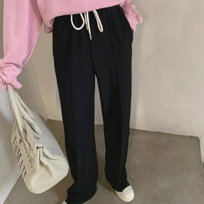 

Lucyever 2021 Autumn New Wide Leg Pants Women High Waist Sagging Feeling Casual Pants Woman Korean Loose Straight Trousers Femme