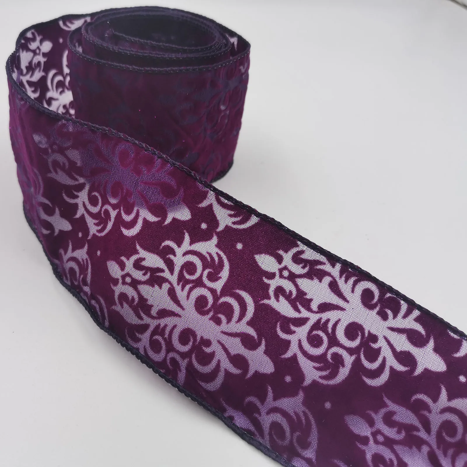 Декоративная фиолетовая бархатная лента с краями 25 ярдов 63 мм | Дом и сад