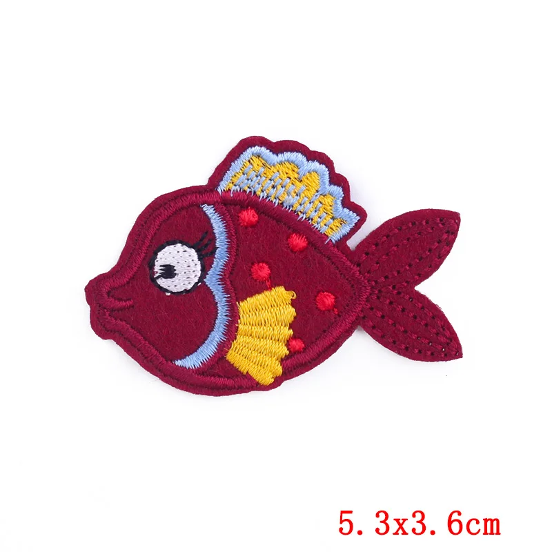 

Prajna 12 Colors Cartoon Fish Patch Iron On Patches For Clothes Kids Jacket Applique DIY Embroidery Patches For Clothing Stripes