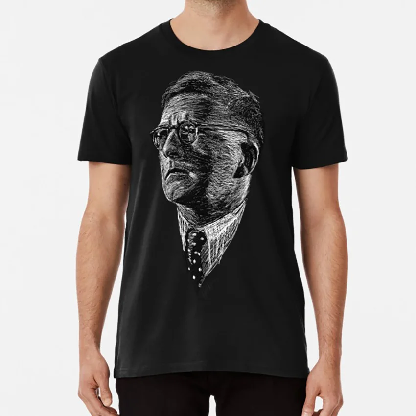 Черно белая футболка Shostakovich с рисунком shosty dmitri shostakovich композитор музыка