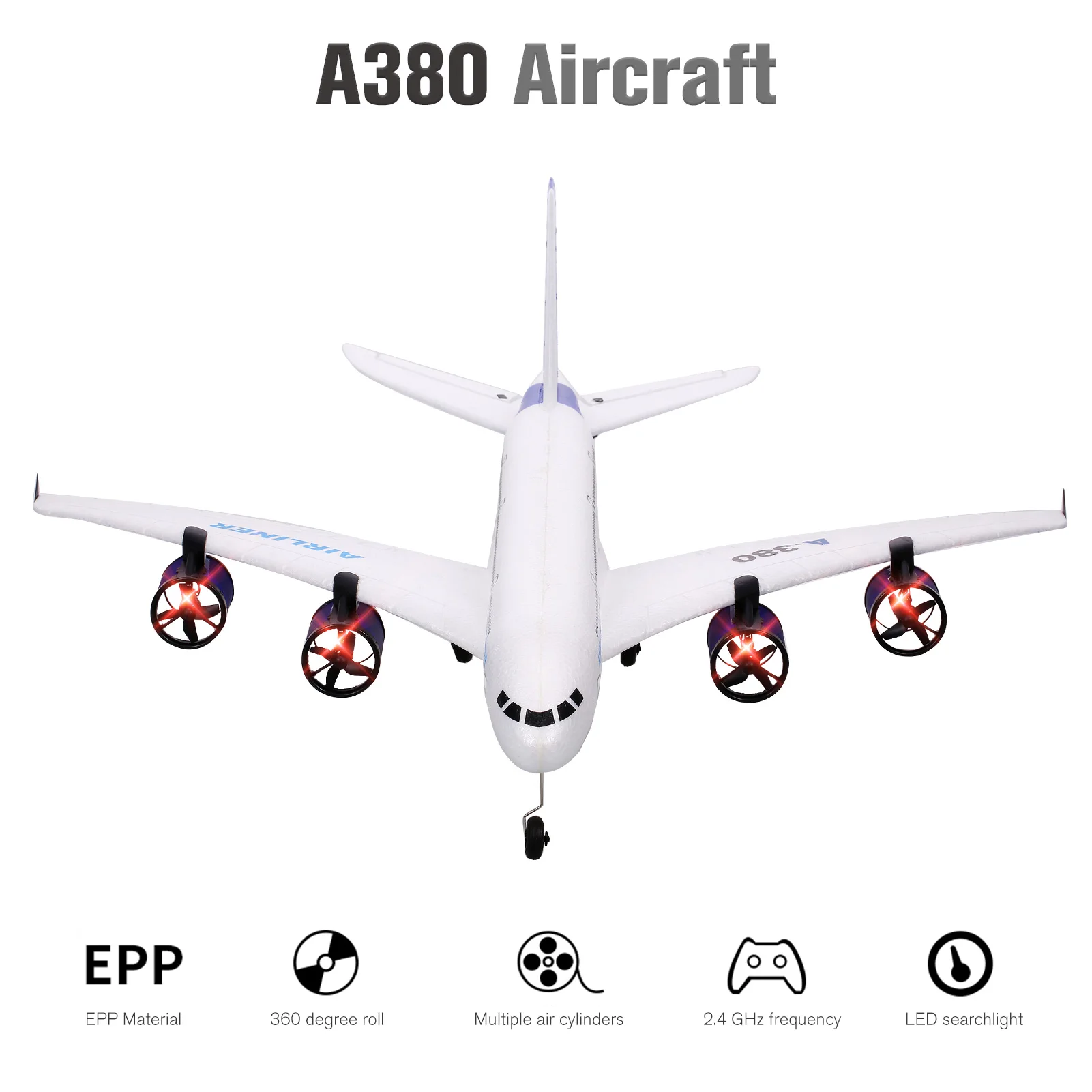 

A380 2,4G радиоуправляемый самолет летающий самолет планер светодиодный светодиодным прожектором 3 канала для начинающих пенопласт искусстве...