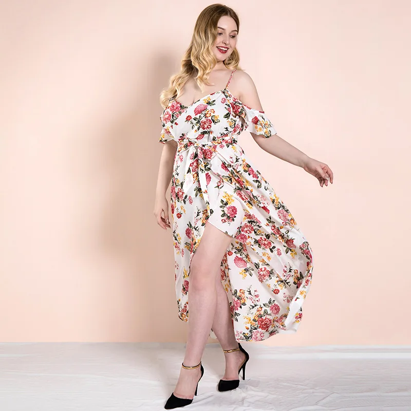 Женское платье без бретелек Летнее Длинное свободное с цветочным принтом