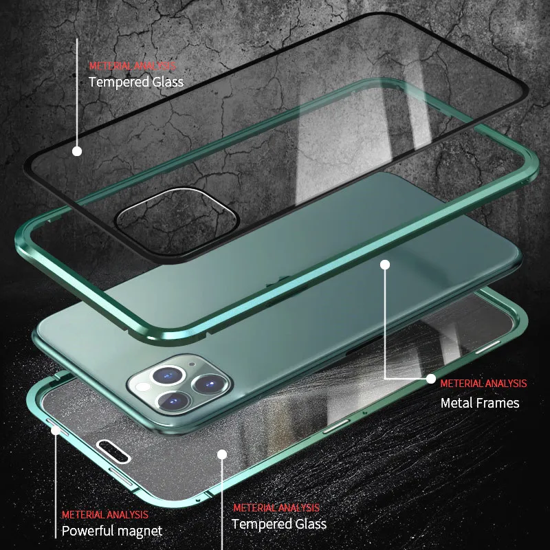 kisscase magnetic privacy glass case for iphone 11 xr anti spy 360 protective magnet case for iphone 12 pro max 7 8 phone case free global shipping
