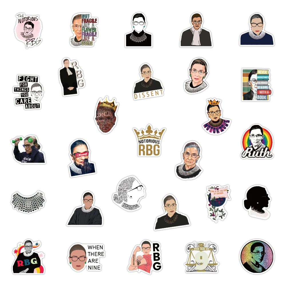 

50PCS Ruth Bader Ginsburg Waterproof Sticker For KIDS Luggage Car Guaitar Skateboard Phone Laptop Bicycle Stickers