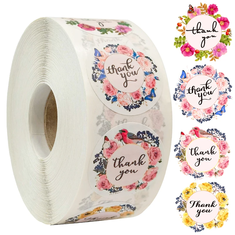 

Gift Sealing Stickers 500pcs Thank you art Design Diary Stickers Festival Birthday Party Gift floral Decorations Labels H006