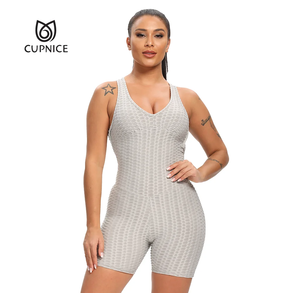 

CUPNICE 2021 Sexy Anti Cellulite Yoga Jumpsuit One Piece Slimming Stockings Butt Workout Butt Enhancement Gym Backless Bodycon