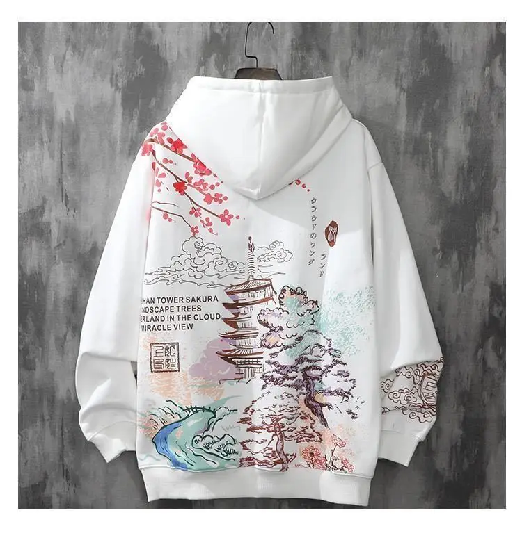 

hoodie men plus velvet trend Harajuku style autumn and winter clothes loose hip-hop japanese streetwear couple Fashion hooded