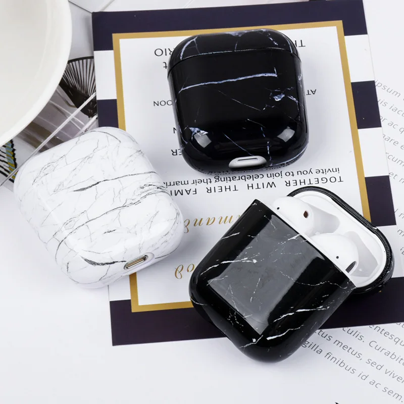Мраморный чехол для наушников Airpods 1 2 Жесткий Чехол из поликарбоната зарядки AirPods