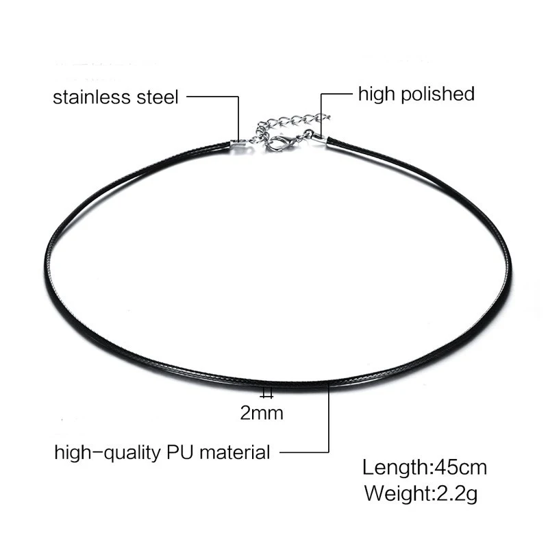 Цепочка из черной кожи нержавеющей стали цепочка ПУ 45 см шнур восковой веревки