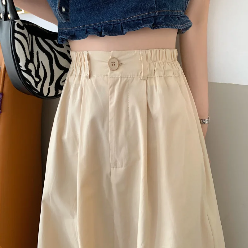 Юбка женская универсальная до середины икры на пуговицах летняя простая