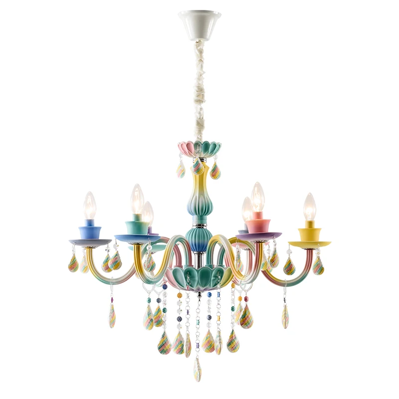 Хрустальная люстра Европейская принцесса Макарон светодиодная Радужная свеча в