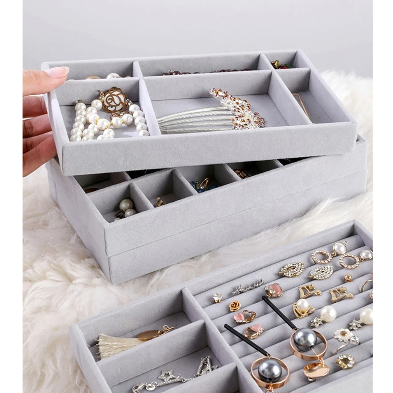 

4Pcs Stackable Ring Necklace Bracelet Tray Kit Display Jewelry Drawer Storage
