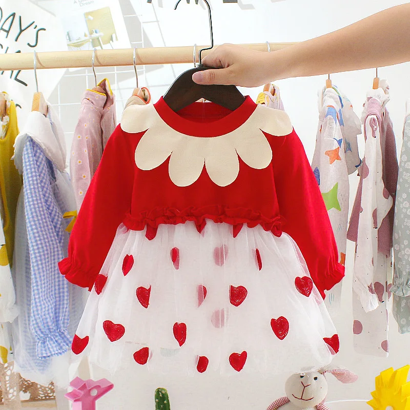 Платья для маленьких девочек Сетчатое платье с расклешенными рукавами и