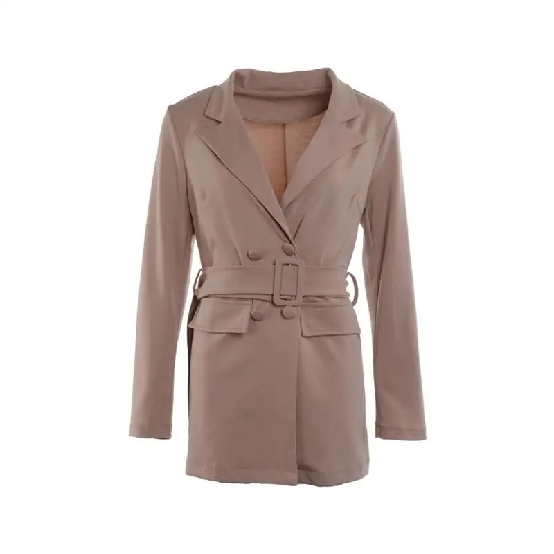 Осенне-весенний Женский блейзер с лацканами и длинным рукавом пальто v-образным