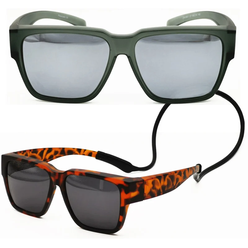 

5801 рыболовные спортивные солнцезащитные очки с подвесным силиконовым шнуром, поляризационные очки UV400 с противоскользящим квадратным покр...