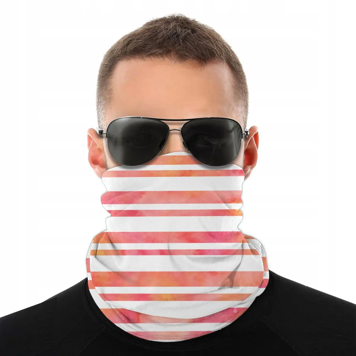 

Yellow Pink Orange Stripes Scarves Neck Face Mask Halloween Tube Scarf Tubular Bandanas Windproof Headband Outdoor Climbing