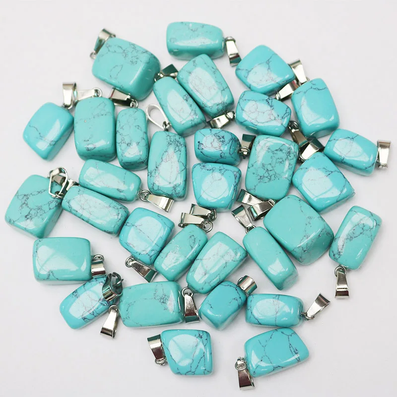 Blue turquoise Натуральный Камень Неправильной Формы Подвески для ювелирных изделий macking смешанные амулеты трендовые аксессуары 50 шт./лот - Окраска металла: Blue turquoise