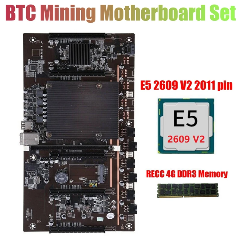 Материнская плата X79 H61 для майнинга BTC с ЦП E5 2609 V2 + RECC 4G DDR3 ОЗУ LGA 2011 поддержка 3060 3070
