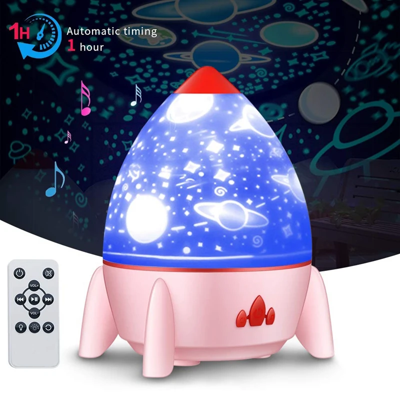 

Children's Music Night Light Projector, 360 Degree Rotating LED Light, Remote Control Rechargeable Sleep Light