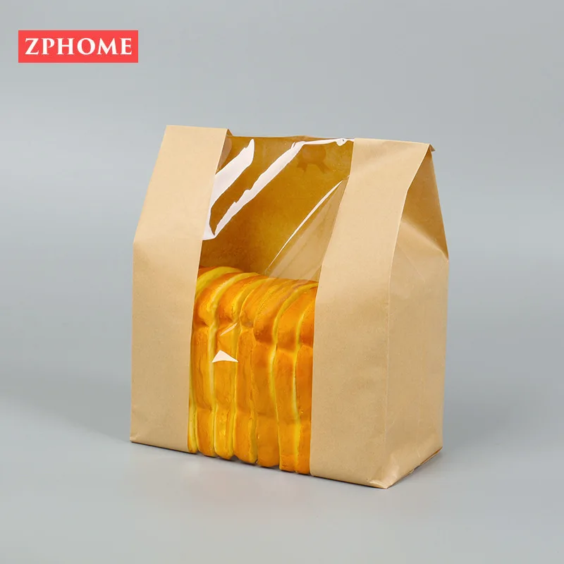 Упаковка для хлеба из крафт бумаги LBSISI Life 10 штук прозрачная упаковка масла сумка